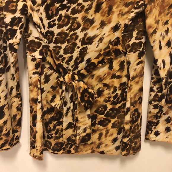 Only Nine Leopard Print Faux Wrap Top w/ Tie-Back - Picture 6 of 8